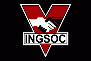 Black red logo handshake ingsoc - dystopian free wallpaper