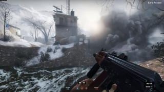 Gun snowy landscape tower foggy - a tower in the background free wallpaper