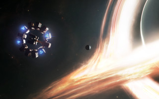 Space station black hole starfield - a black hole free wallpaper