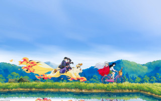 Lake forest bikes autumn sky - kyoto animation free wallpaper