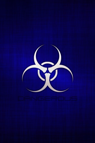 Blue background white biohazard black - biopunk free wallpaper for mobile