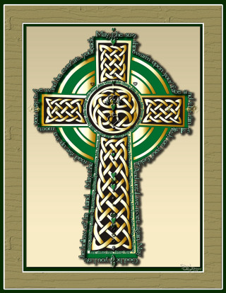 Celtic cross green background gold - the cross free wallpaper