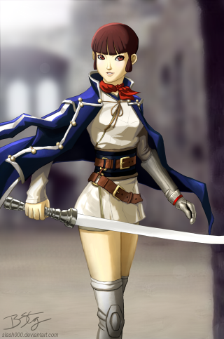 Woman white dress sword blue 3 - her shoulder free wallpaper for mobile