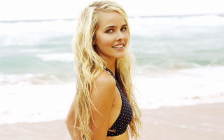 Woman bikini beach surfboard christabel - christabel dennison free wallpaper