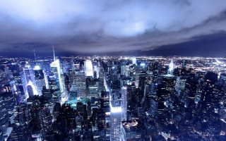 Night cityscape twilight skyline stars - city free wallpaper