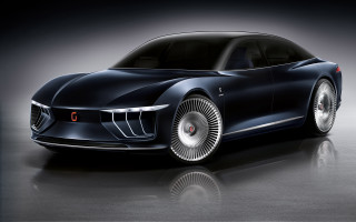 Futuristic car large front wheel - a large tire free wallpaper