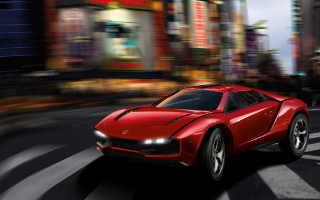Red sports car city night - cgstudio free wallpaper