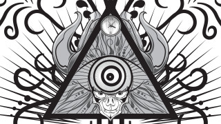 Triangle skull clock third eye - sharp foccus ilustration free wallpaper for desktop