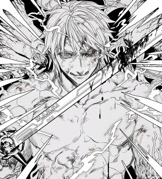 Man sword demon shoulder drawing - auto free wallpaper for tablet