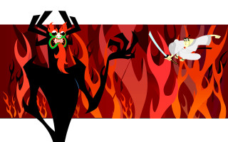 Demon cartoon swords fire background - a fire background free wallpaper