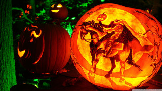 Carved pumpkin horse rider pumpkin - anne stokes free wallpaper