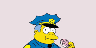 Cartoon character holding donuts police - a police officer free wallpaper
