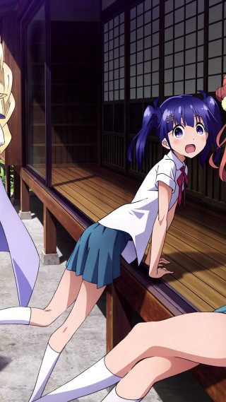 Anime girls bench room window - a bench in a room free wallpaper