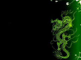 Green dragon black background white - a green border free wallpaper