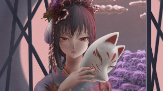 Girl holding cat pink sky - a girl holding free wallpaper