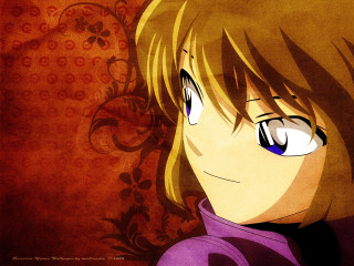 Blonde woman purple shirt red - a red background behind her free wallpaper