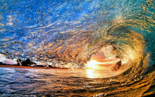 Large wave breaking ocean sunset 2 - david lachapelle free wallpaper