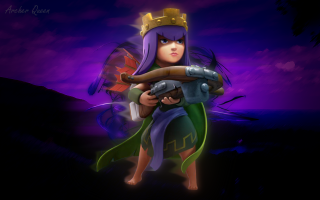 Cartoon character gun dark background - a purple sky behind her free wallpaper