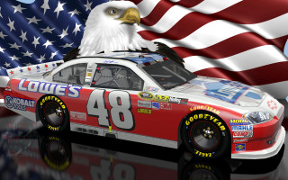 Eagle car american flag reflection - the front of it free wallpaper