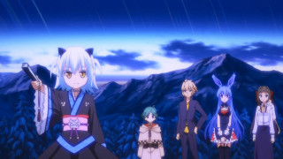Anime characters mountain sky rain - a group of anime characters free wallpaper