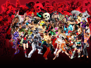Anime collage red black background - a collage of images free wallpaper