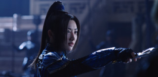 Woman blue leather sword serious - chen jiru free wallpaper for desktop