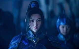 Woman blue costume dress helmet - dai jin free wallpaper