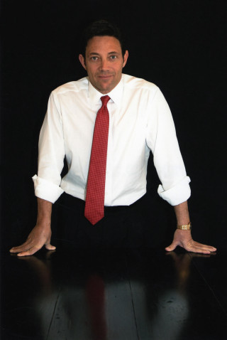 Man white shirt red tie 3 - his hands out in front free wallpaper