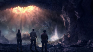 Three people cave light entrance - three person free wallpaper