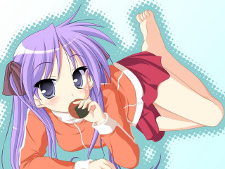 Purple hair girl anime food - purple hair free wallpaper for desktop