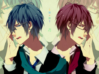 Anime characters glasses ties heads - andries both free wallpaper