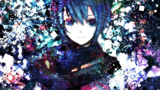 Anime blue hair black outfit - a blue hair free wallpaper for desktop