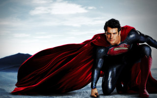 Superman crouching cape open hands - his hip free wallpaper for desktop