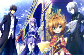 Anime characters group building snow - a detailed drawing free wallpaper for desktop