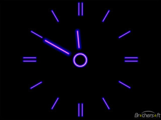 Neon blue clock purple numbers - de stijl free wallpaper