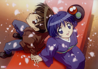 Anime couple red surface snow - a red surface free wallpaper