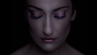 Woman purple makeup eyelashes closed - elke vogelsang free wallpaper