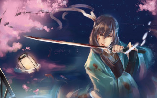 Woman holding sword lantern light - chen chun free wallpaper for desktop