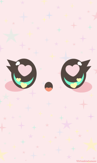 Cat face heart nose stars - eye free wallpaper for mobile