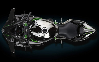 Futuristic motorcycle green white black - a green stripe free wallpaper