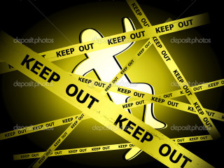 Yellow keep out sign man - action scene free wallpaper for desktop