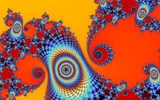 Spiral design orange background blue - image of a spiral design free wallpaper