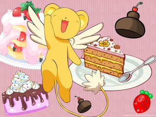 Cartoon cake angel wings strawberry - angel free wallpaper