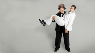 Two men tuxedos posing picture - a picture together free wallpaper