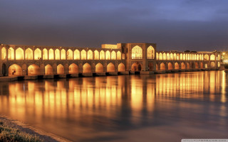 Bridge water night lights building 4 - qajar art free wallpaper for desktop