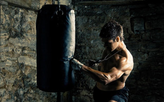 Man boxing practice gym punching 2 - punching free wallpaper