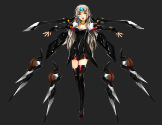 Longhair blackclothes claws sword mecha - mecha free wallpaper
