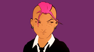 Cartoon woman pink mohawk black - character portrait free wallpaper for desktop
