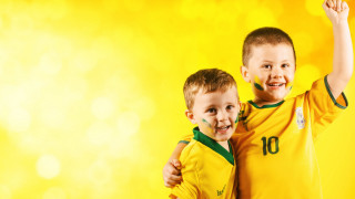 Two boys soccer ball yellow - elizabeth durack free wallpaper