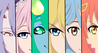 Anime characters colored eyes hair - a group of anime characters free wallpaper